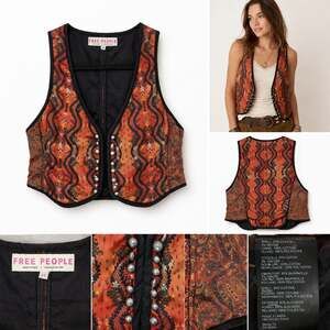 Free People Little Bit of Love Quilted Paisley Vest XS